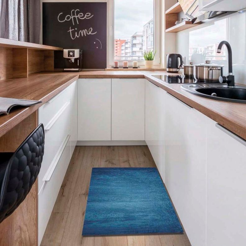 Alfombra Vinílica Baño Cocina Cemento Azul 140x220 cm-3