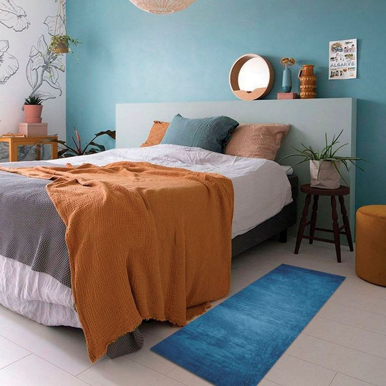 Alfombra Vinílica Baño Cocina Cemento Azul 140x220 cm-6