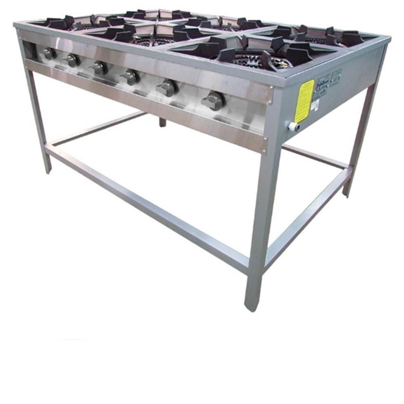 ANAFE INDUSTRIAL A GAS 8 PLATOS CON PARRILLAS EN FIERRO MACIZO DE 3434 CM.
