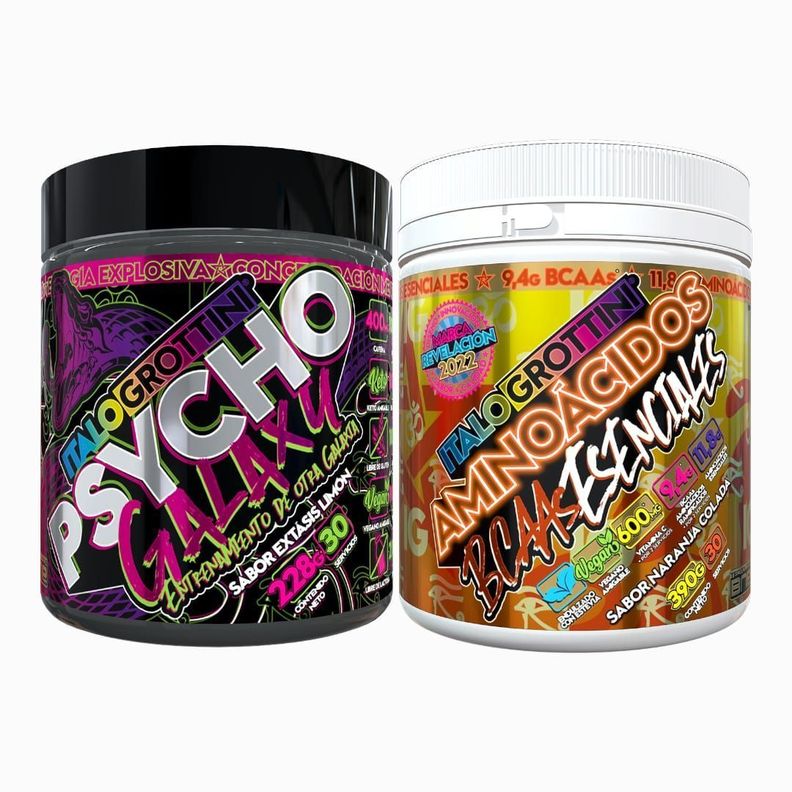 PRE-ENTRENO PSYCHO GALAXY LIMÓN 30SV + AMINOACIDOS & BCAAS ESENCIALES NARANJA 30SV-0