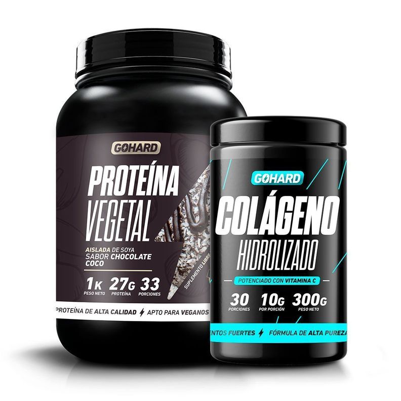PROTEINA VEGETAL CHOCOLATE COCO  PACK  COLAGENO HIDROLIZADO GOHARD-0