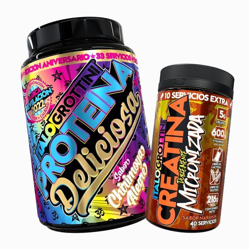 PROTEINA WHEY DELICIOSA 2,3LB - CHIRIMOYA ALEGRE + CREATINA 40SV NARANJA-0