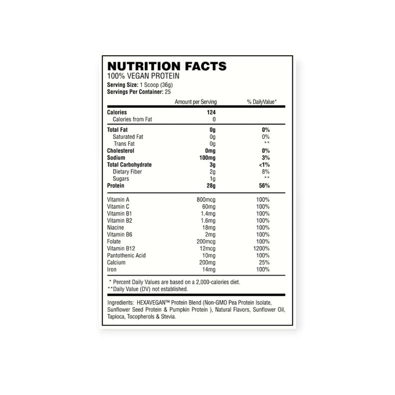 PROTEINA 100% VEGAN PROTEIN 25 SV 2LBS VAINILLA - HEXACORE-1