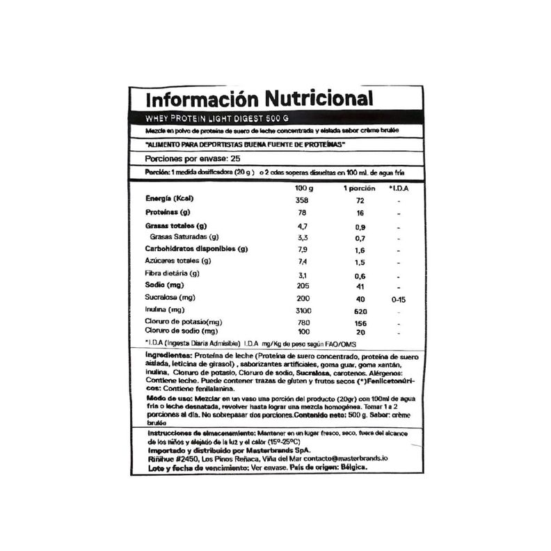 PROTEINA WHEY LIGHT DIGESTY CREME BRULEE 500GR - QNT-1
