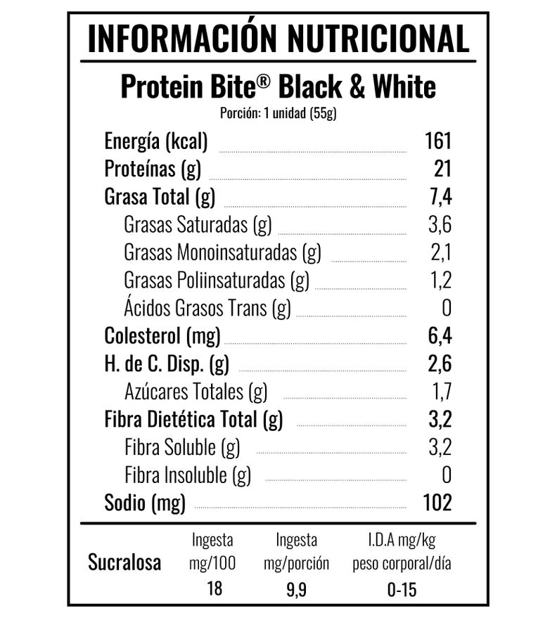 BOX 4 BARRAS PROTEIN BITE 20G BLACK & WHITE - YOUR GOAL-2