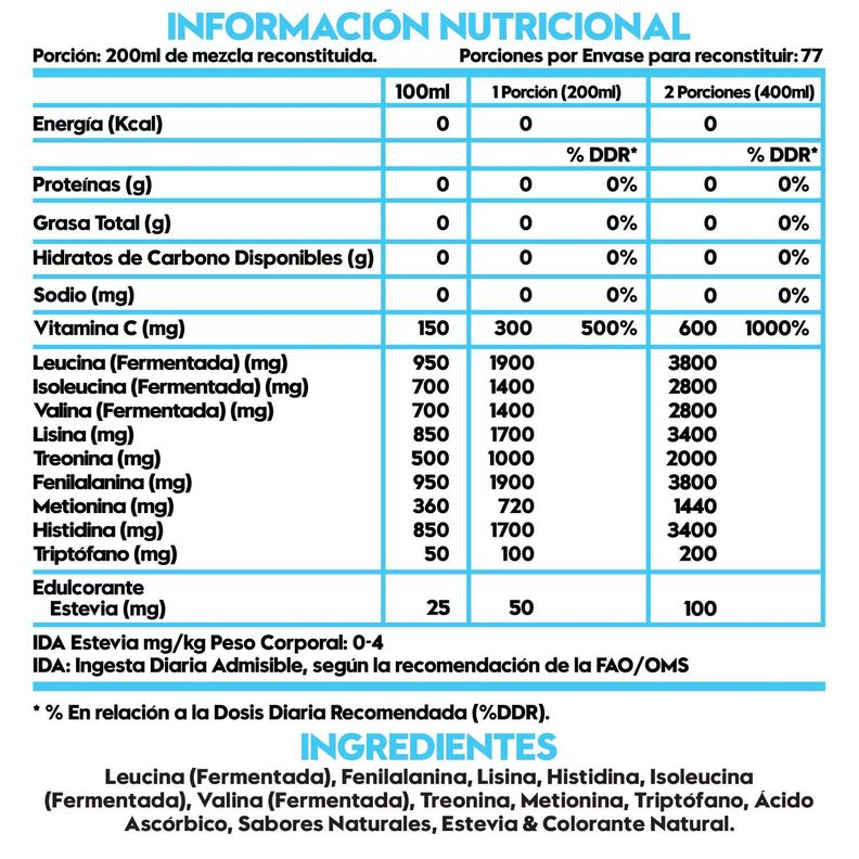 Aminoacidos Bcaas Esenciales - 1kg -77sv PIÑA COLADA - Italo Grottini-1