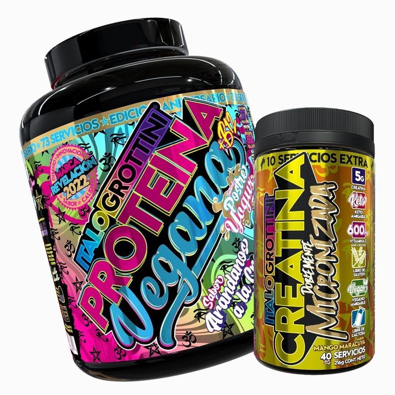 Proteina Vegana 73s Arandanos + Creatina 40s Mango Diseno 1