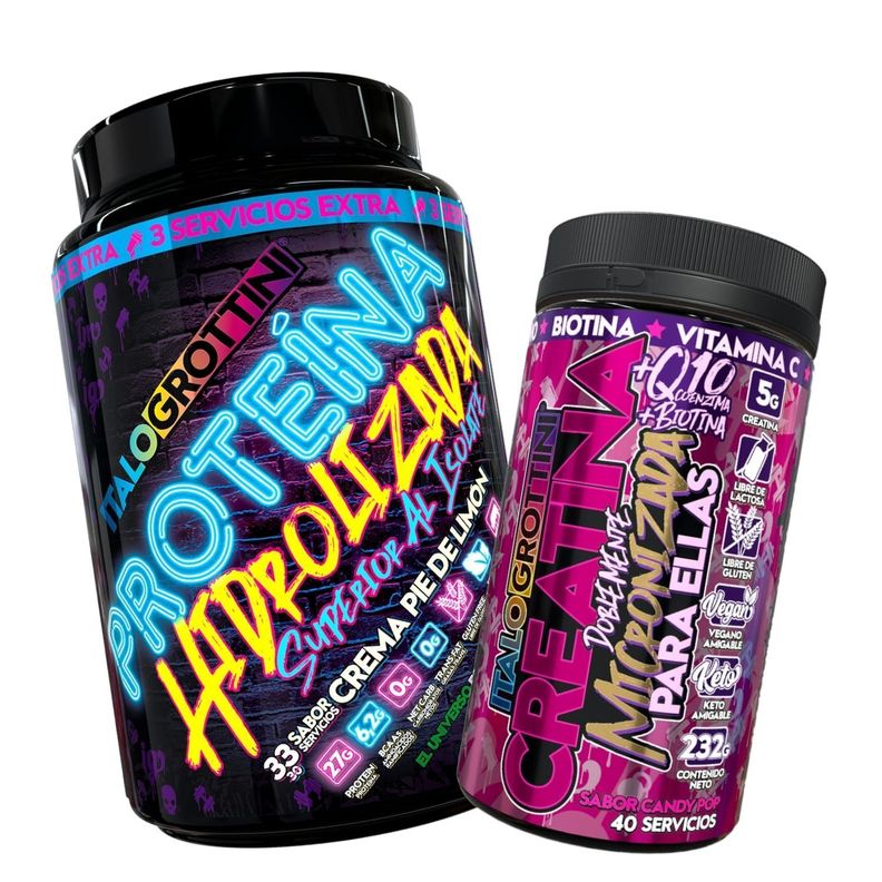 PROTEINA HIDROLIZADA PIE DE LIMÓN 2,3 LB + CREATINA 40 SV CANDY POP-0