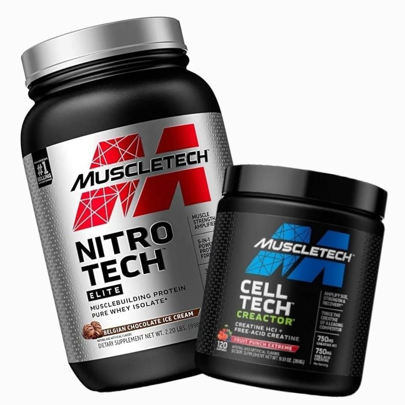 PACK PROTEINA NITRO TECH ELITE CHOCOLATE 1KG + CREATINA 120 SV FRUITPUNCH
