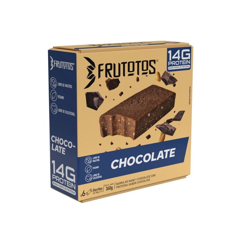 BOX 6 BARRAS DE PROTEINA VEGANA CHOCOLATE 14GR DE PROTEINA - FRUTOTOS