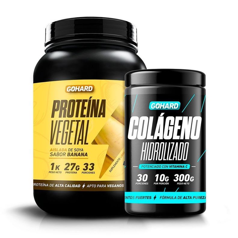 PACK PROTEINA VEGETAL BANANA + COLAGENO HIDROLIZADO SIN SABOR - GOHARD Diseno 1
