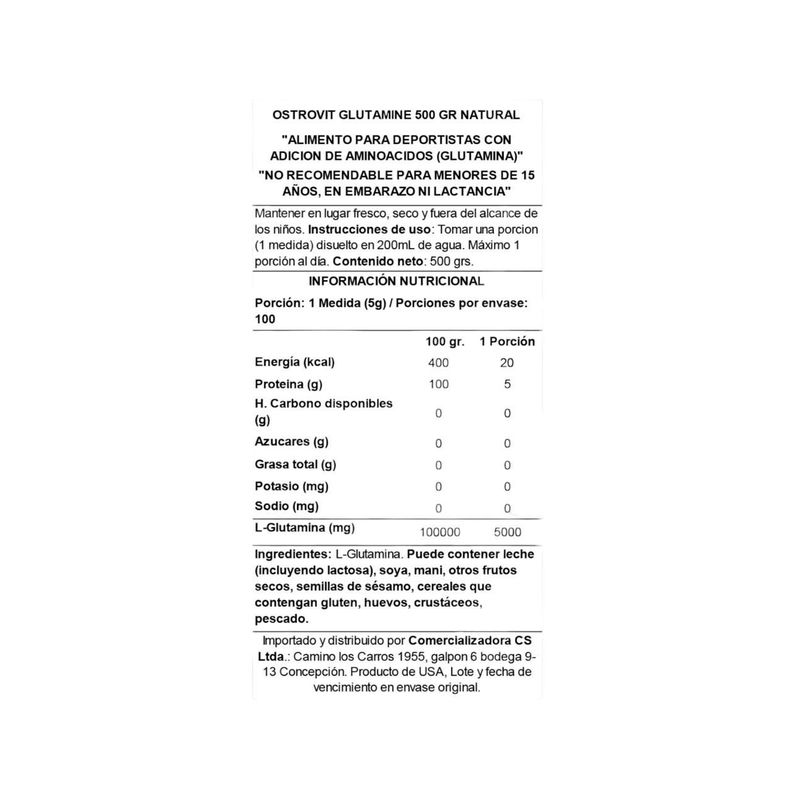 GLUTAMINA MICRONIZADA 500GR - OSTROVIT-1