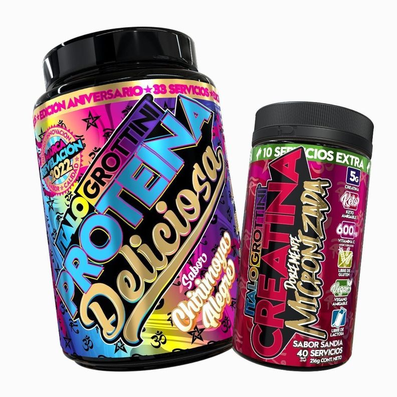 PROTEINA WHEY DELICIOSA 2,3LB - CHIRIMOYA ALEGRE + CREATINA 40SV SANDIA-0