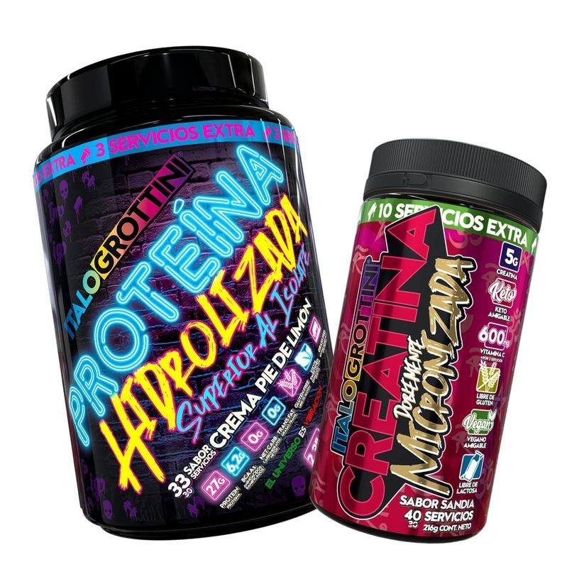 PROTEINA HIDROLIZADA PIE DE LIMÓN 2,3 LB + CREATINA 40 SV SANDÍA-0