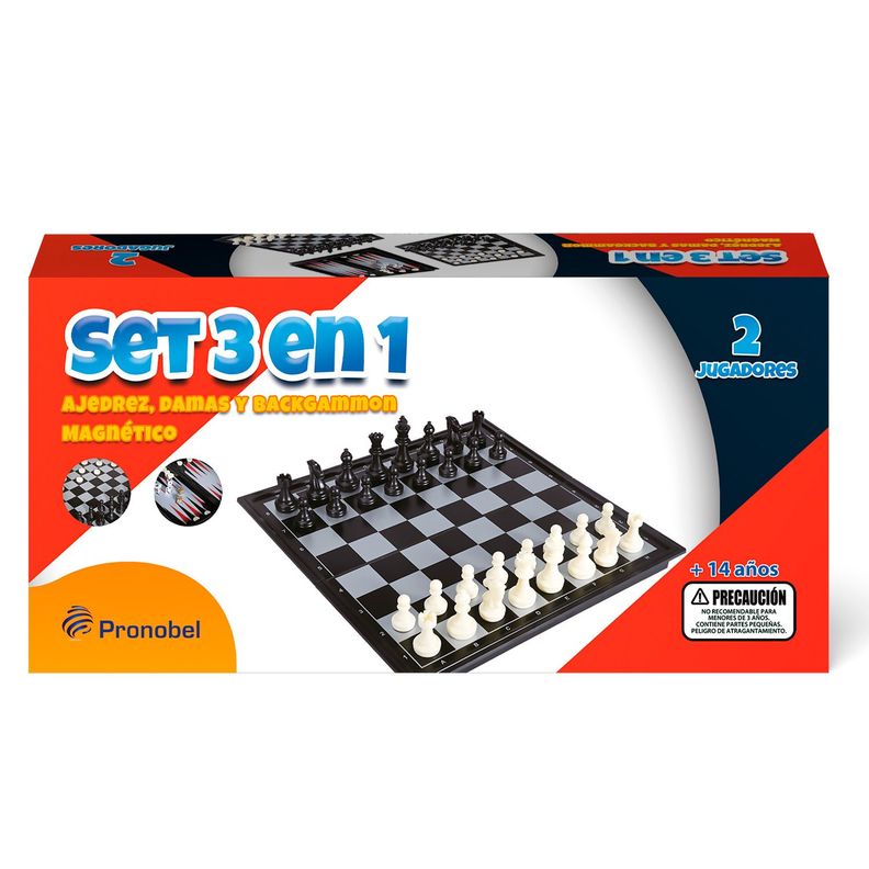 3 En 1 Magnetico Deluxe (Ajedrez; Dama y Backgammon)-0