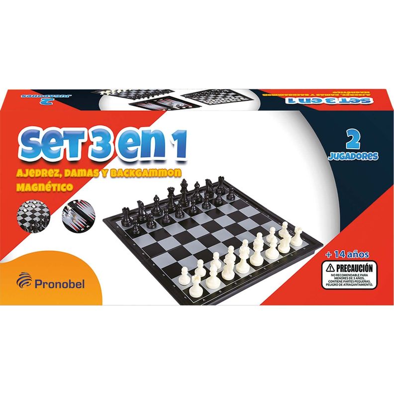 3 En 1 Magnetico Deluxe (Ajedrez; Dama y Backgammon)-1