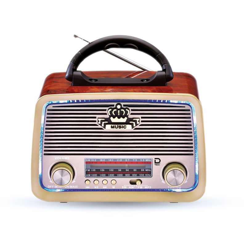 Radio Portatil 5W Fm/Am/Sw 3 Bandas con Bluetooth Negro