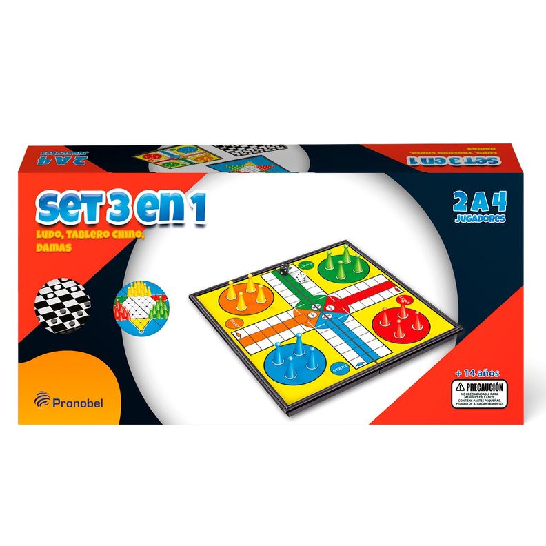 Set 3 En 1 Magnetico Tablero (Dama; Tablero Chino; Ludo)-0