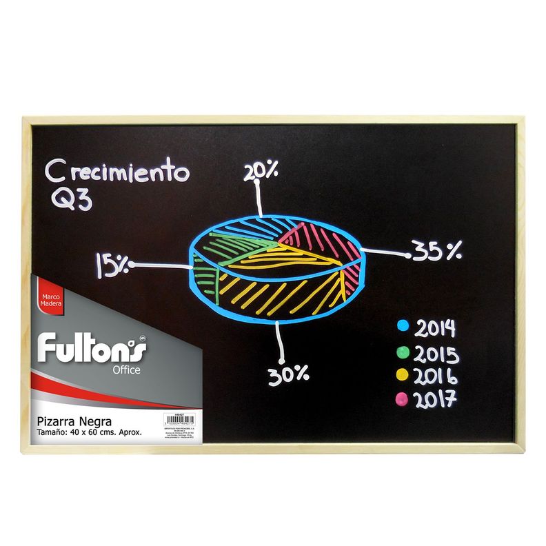 Pizarra Negra Tiza 40x60cm Marco De Madera Fultons-0