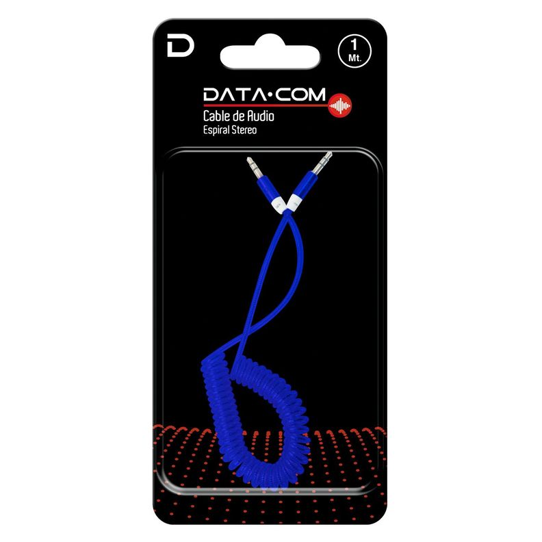 Cable Espiral Audio 3.5 a 3.5 Punta Metal Azul 1 metro-1