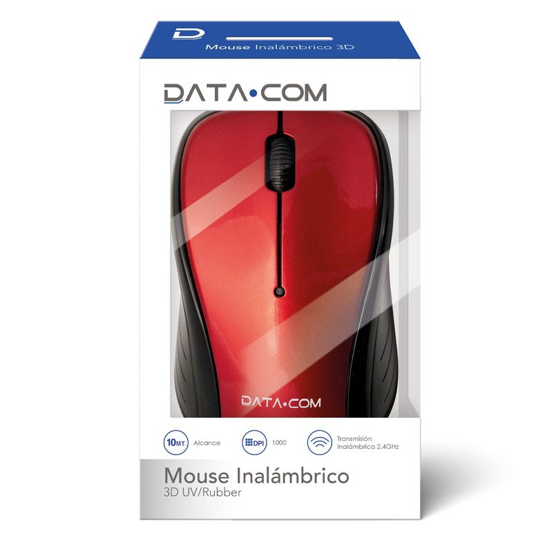 Mouse Inalámbrico Rojo 3D Datacom-0