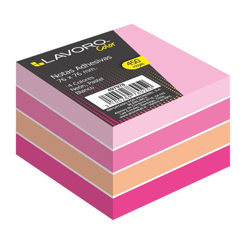 Nota Adhesiva 76x76 mm Rosado Lavoro-0