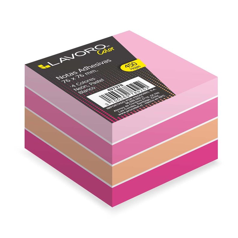 Nota Adhesiva 76x76 mm Rosado Lavoro-1