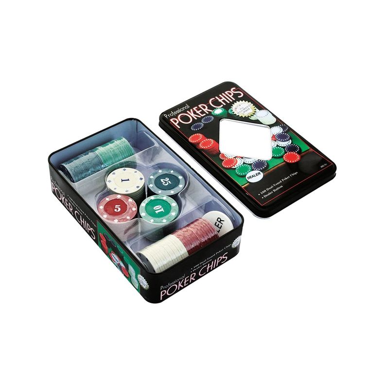 Juego De Casino Fichas En Caja Metálica Nobel Toys-1
