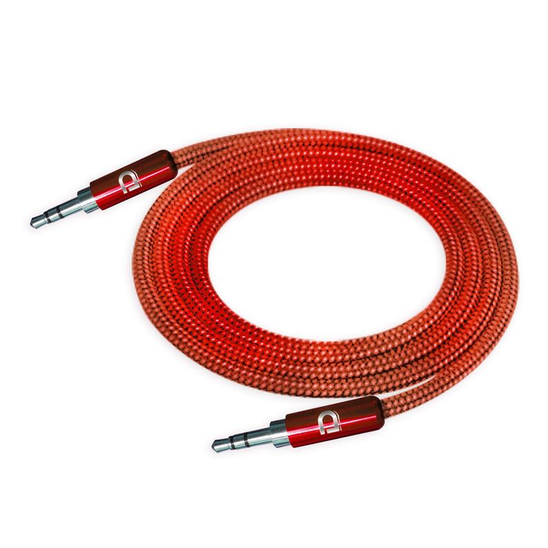 Cable Audio 3.5 a 3.5 Punta Metal Rojo 1 metro-0