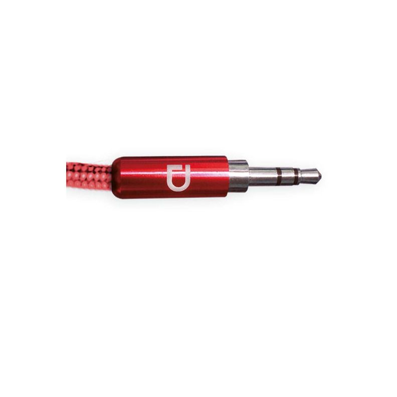 Cable Audio 3.5 a 3.5 Punta Metal Rojo 1 metro-1