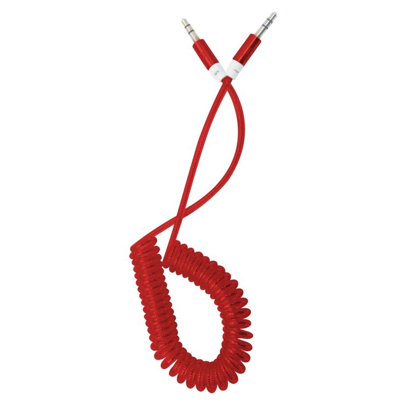 Cable Audio 3.5 a 3.5 Punta Metal Rojo 1 metro-0