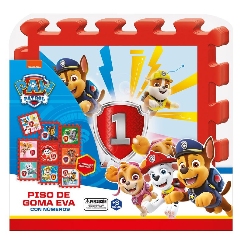 Piso Goma Eva Con Numeros 9 Piezas 30x30 Paw Patrol-0