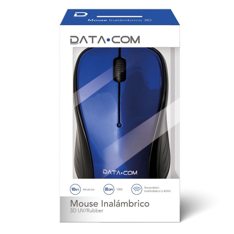 Mouse Inalámbrico Azul 3D Datacom-0