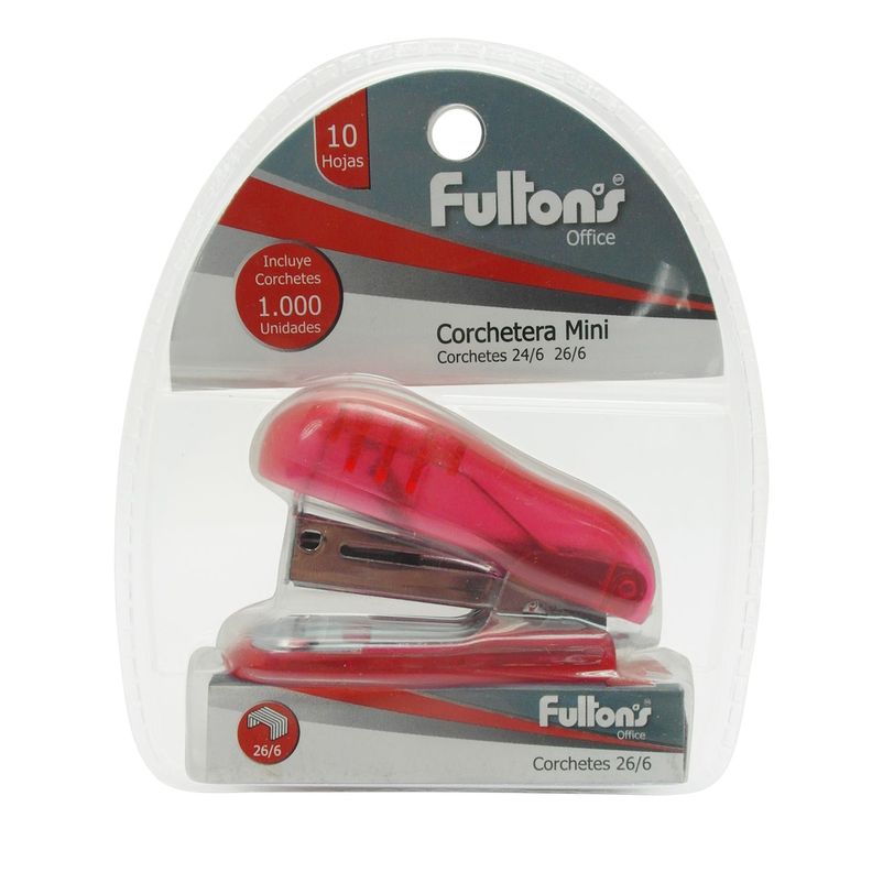 Corchetera Mini Plastica Roja 26/6, 24/6 Fultons-0