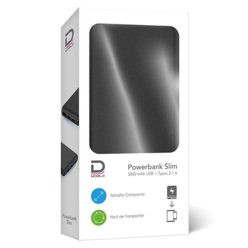 Powerbank Slim 5000 Mah Usb + Typec 2.1A Datacom-0