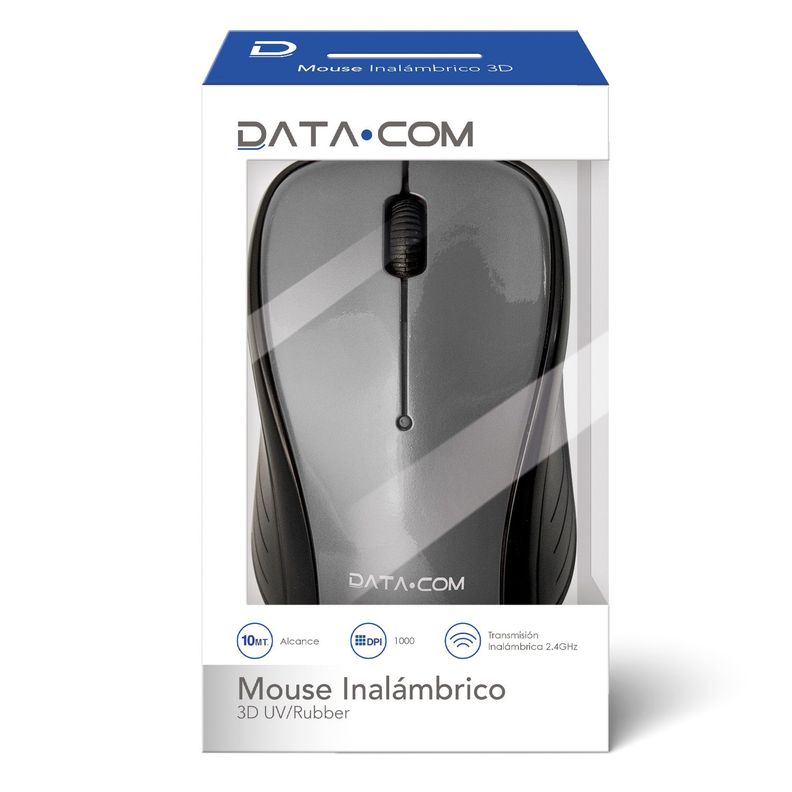 Mouse Inalámbrico Plata 3D Datacom-0