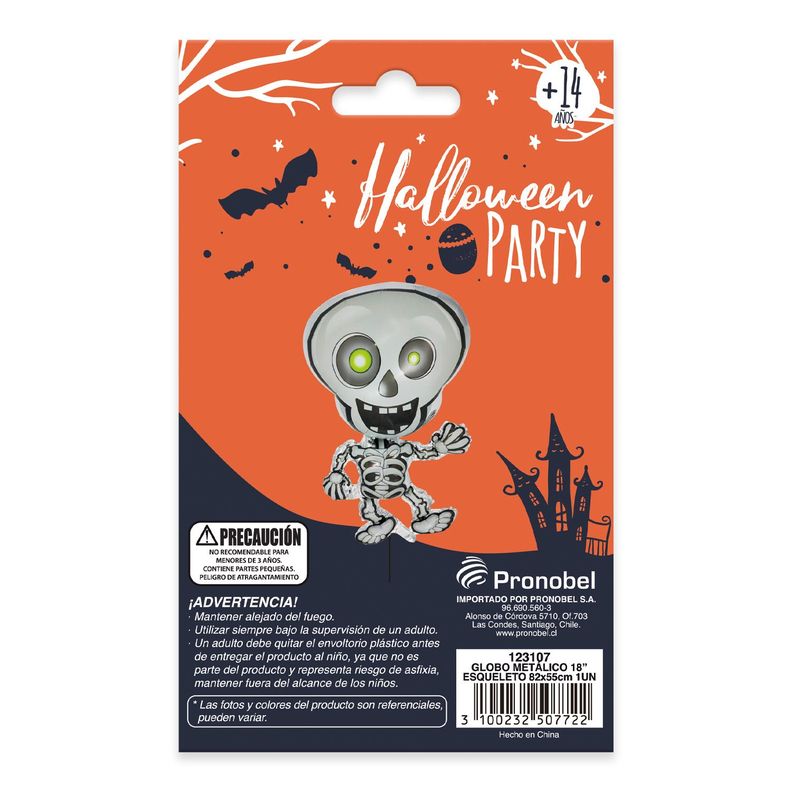 Globo Metálico 47x81 cm Esqueleto Halloween Big Party-1