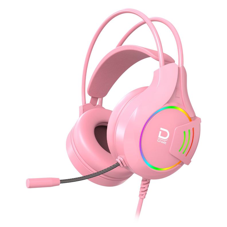 Headset Gamer RGB 3.5 mm + USB Rosado-0