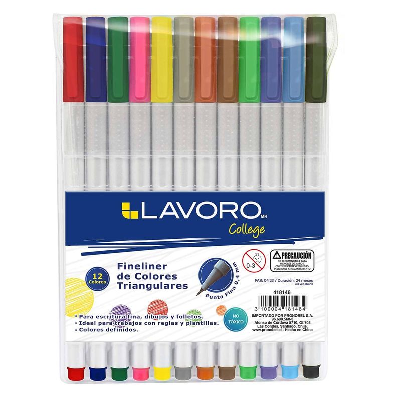 Fineliner 0,5 mm 12 Colores Lavoro-1