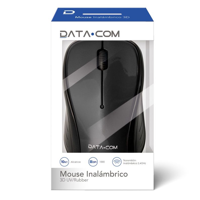 Mouse Inalámbrico Negro 3D Datacom-0