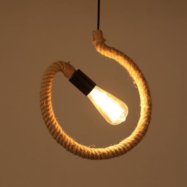Lampara Colgante Cañamo Metal 1 Luz Rustica ampolleta incluida-2
