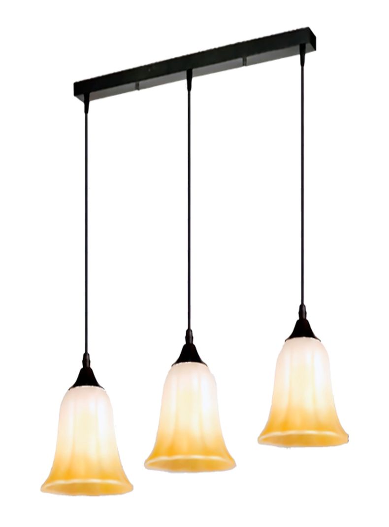 Lampara Colgante de cuerpo Metalico Vidrio Negro Blanco Esfumado 3 soquetes-0