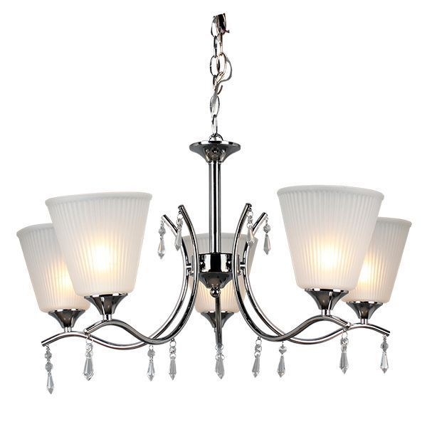 Lampara De Techo Cromada Metal 5 Tulipas con soquete E27 De Vidrio Elegante -0