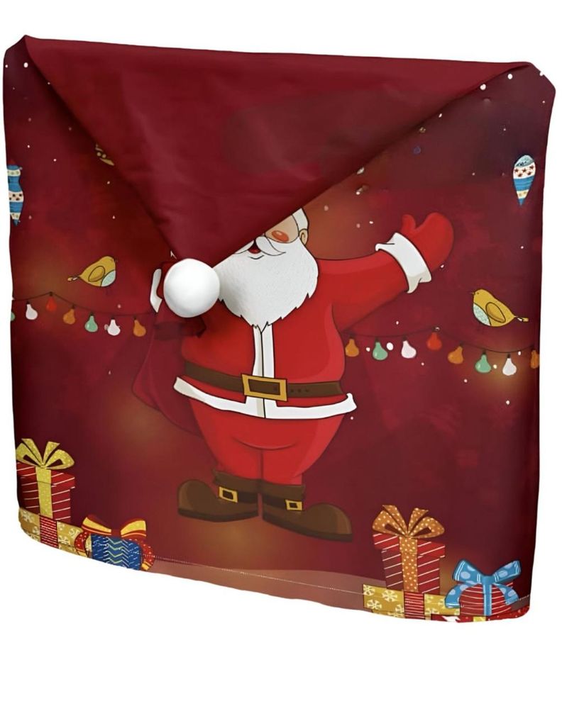 Pack 6 fundas de respaldo de sillas navidad con pompón 25n9-0
