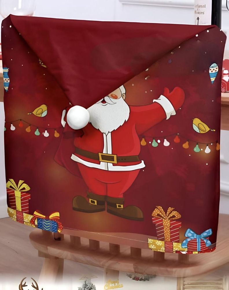 Pack 6 fundas de respaldo de sillas navidad con pompón 25n9-2
