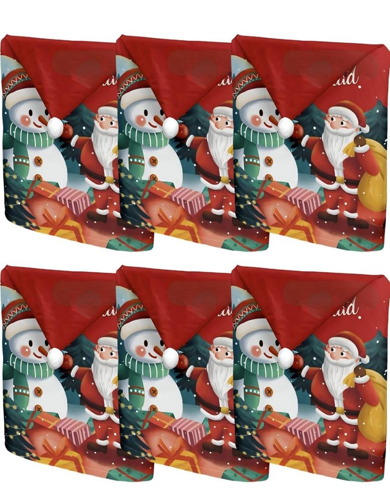 Pack 6 fundas de respaldo de sillas navidad con pompón 25n10-1