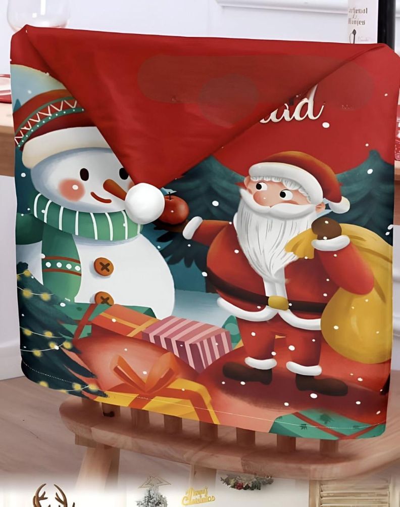 Pack 6 fundas de respaldo de sillas navidad con pompón 25n10-2