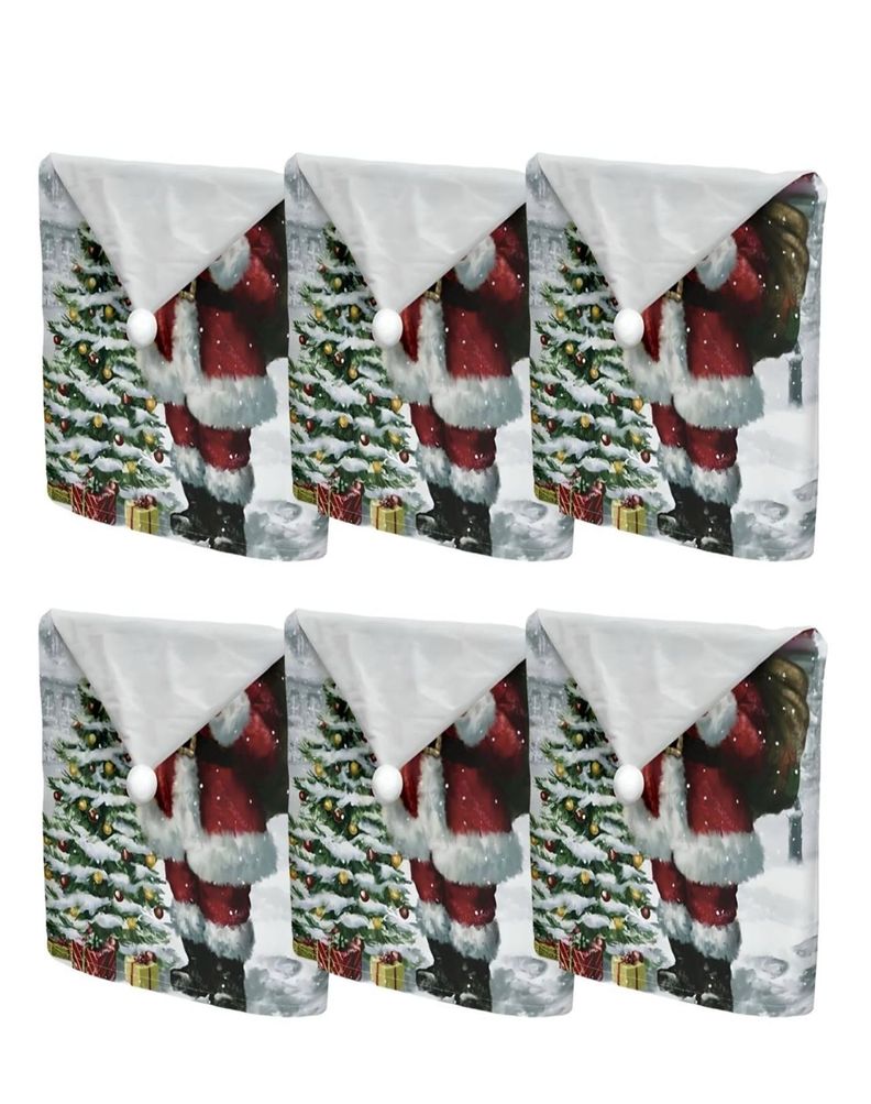 Pack 6 fundas de respaldo de sillas navidad con pompón 25n3-1