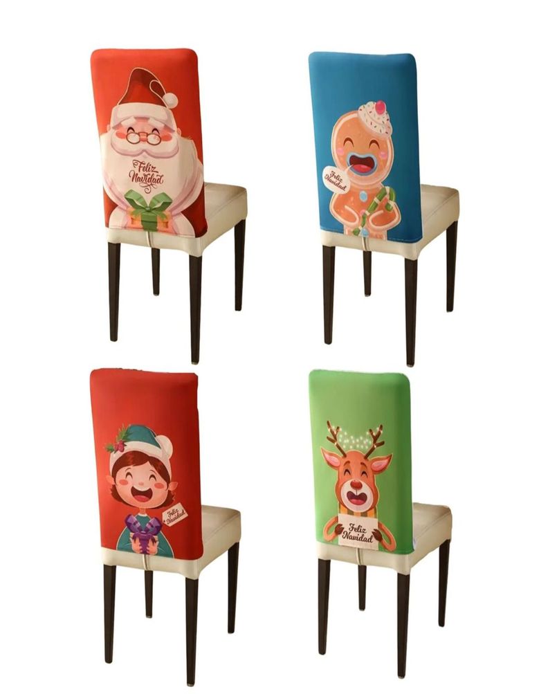 Pack 4 fundas de respaldo de sillas diseño navidad 25n1-0