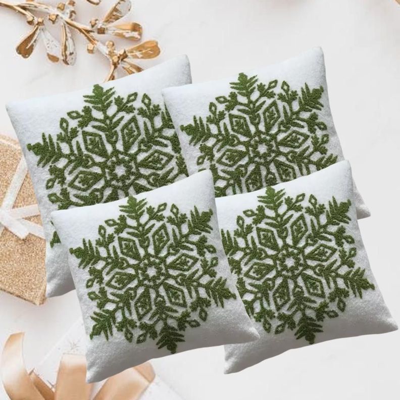 Pack de 4 Fundas De Cojín De Navidad De 45x45 Cm Con Bordado J1-1